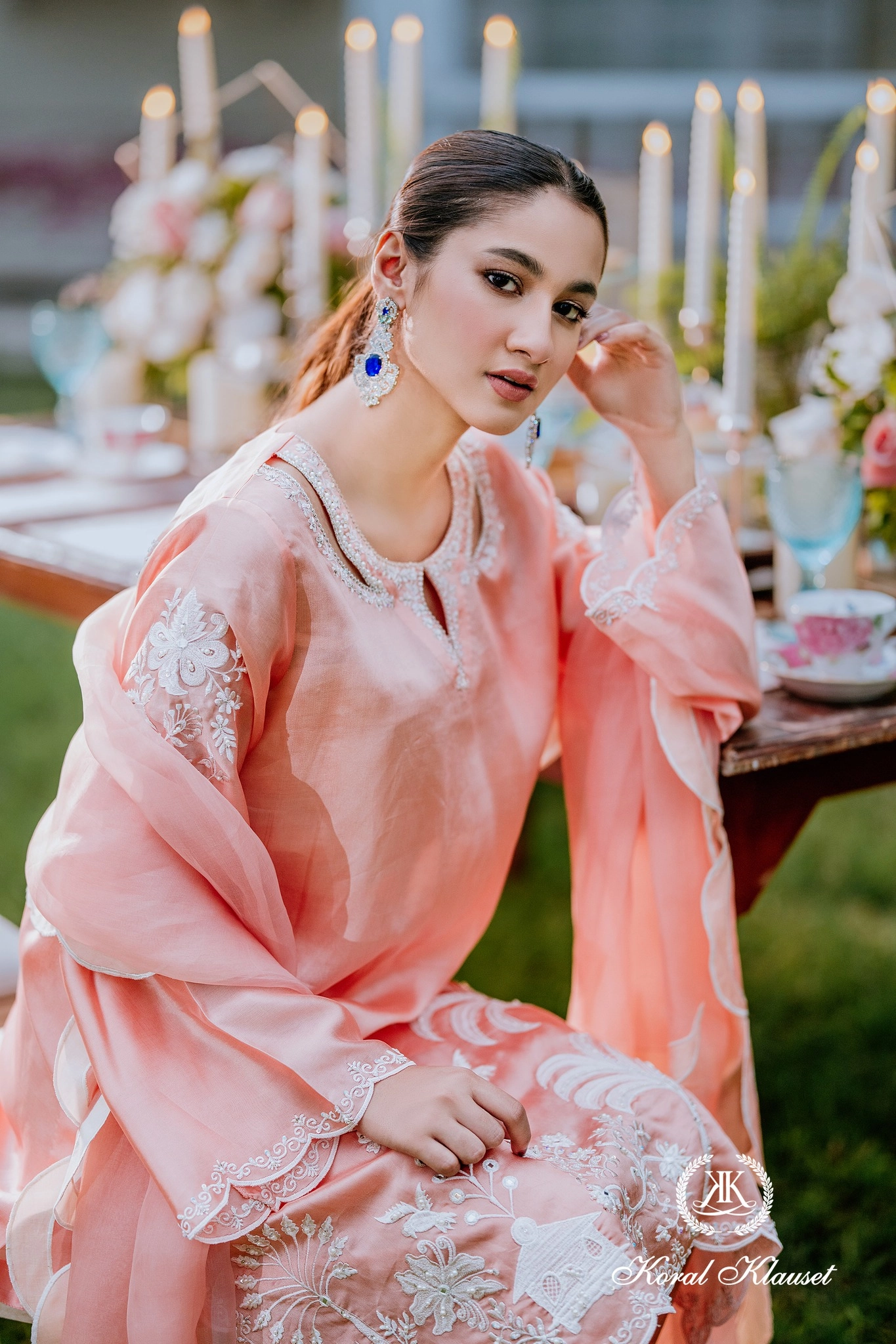 Peach Embroidered Salwar Set